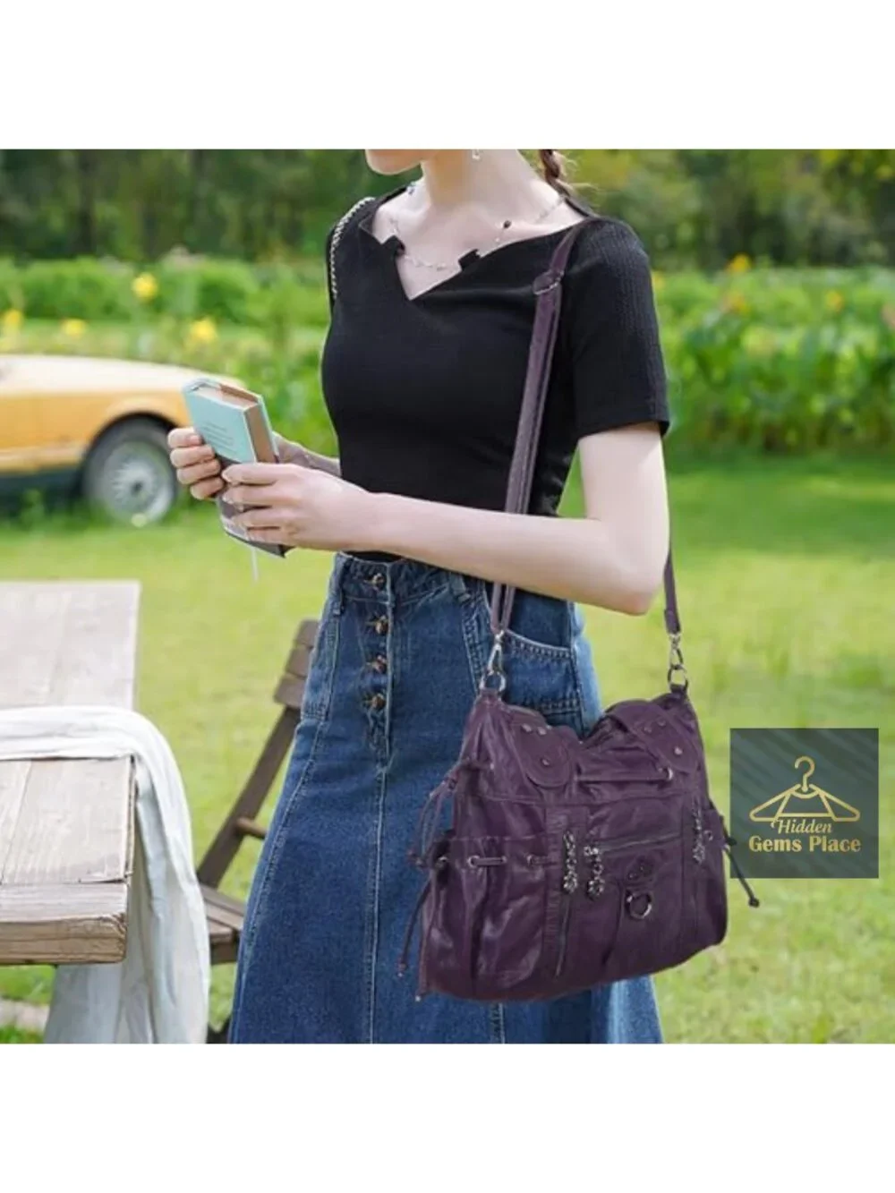 Faux Leather Hobo Bag with Tassel Details Crossbody Tote